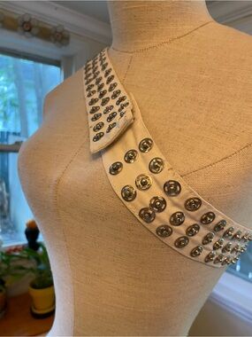 Vintage White Studded Snaps Belt